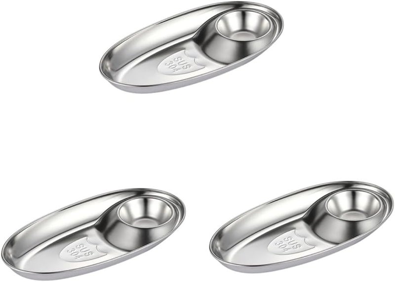 3 Pcs Stainless Steel Dipping Bowls For Condiments Sauces Snack Plates - Image 1
